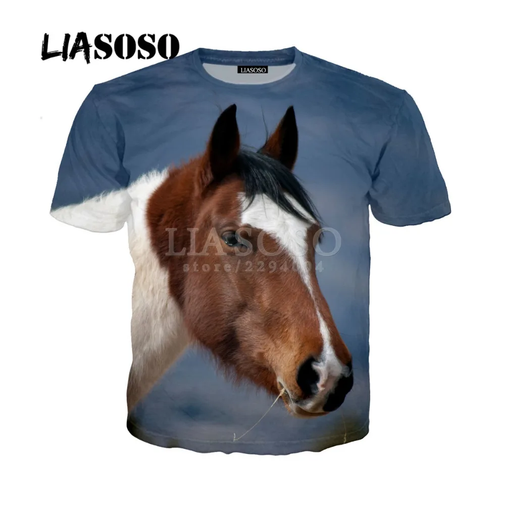 LIASOSO Харадзюку 3D печатная Кошка Лошадь из ада футболка Веселая женская мужская