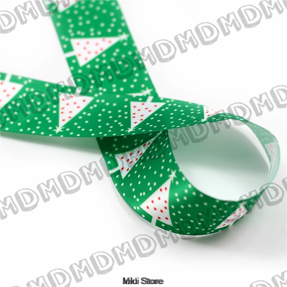 

100 Yards 9mm-75mm Size Christmas Trees Printed Satin Ribbon DIY Handmade Gift Wrapping, Packing Webbing HT01-PG022-00836