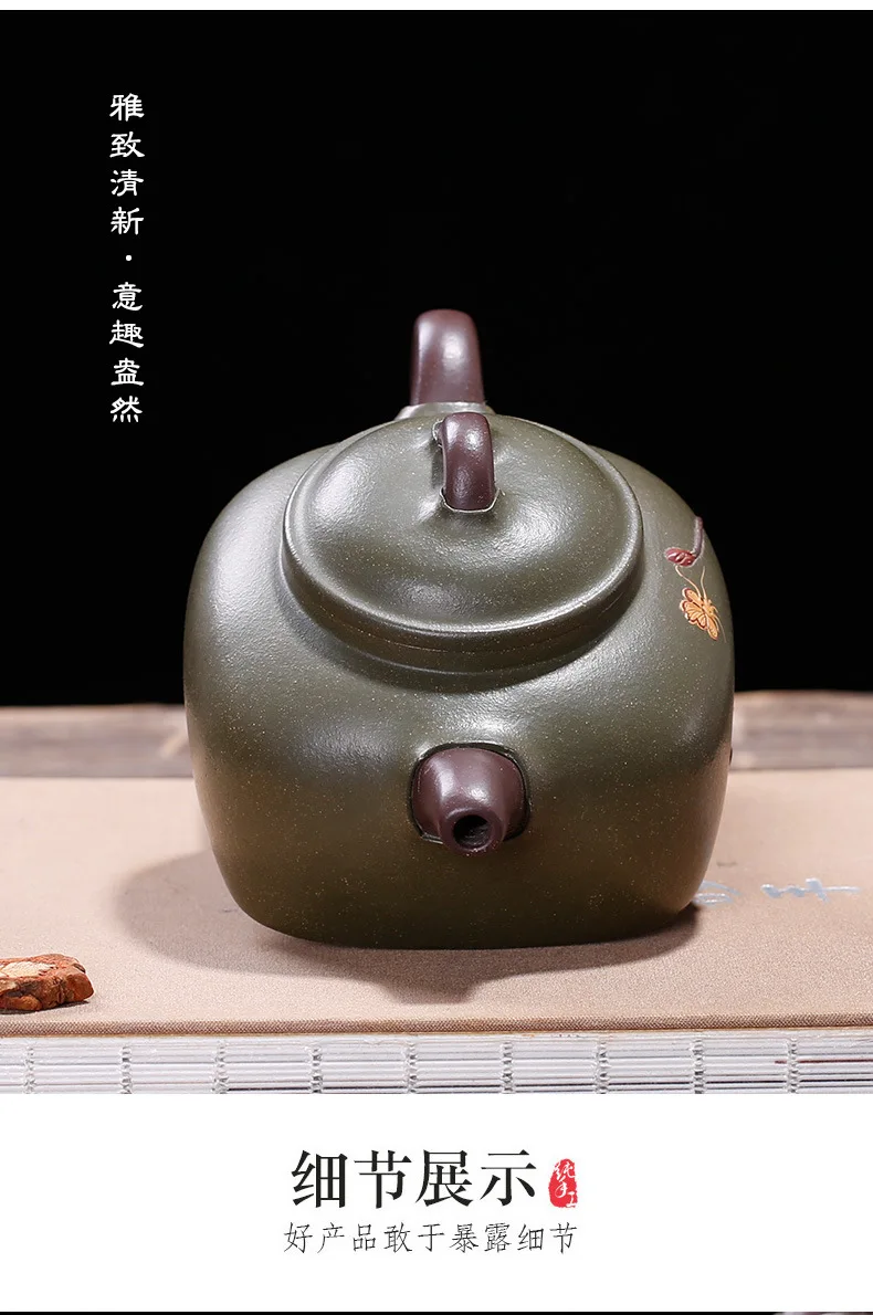 Yixing фиолетовый песок Teaware руды черный зеленый грязи гекси гуогонг Ван Zhenxue мастер ручной работы чайник одна