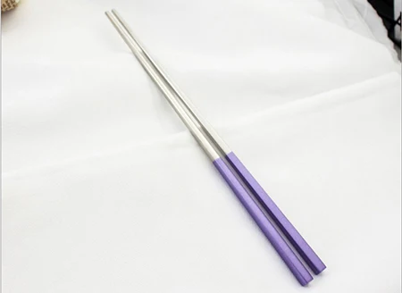 Purple silver Кухонные палочки для еды радужные 304 зеркальные столовые приборы из нержавеющей стали китайские японские корейские многоразовые палочки для еды - Цвет: Purple silver