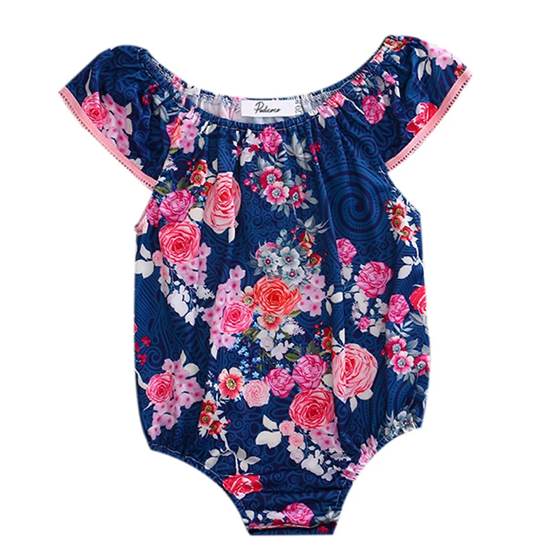 2017 летний модный пляжный комбинезон синего цвета с цветочным принтом и