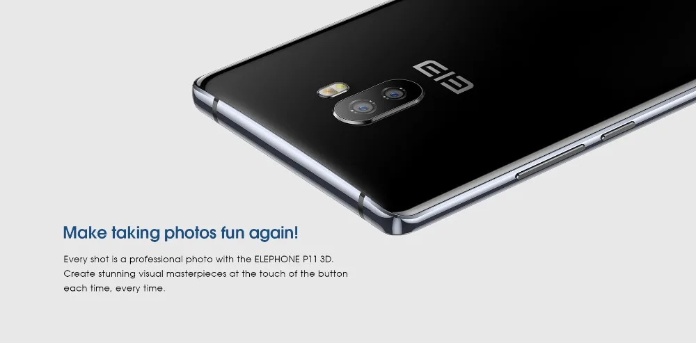 Elephone P11 3D смартфон Helio X25 Deca Core, 6,0 дюймов, Android 8,0, 4 Гб ОЗУ, 64 Гб ПЗУ, 16 МП, отпечаток пальца, мобильный телефон
