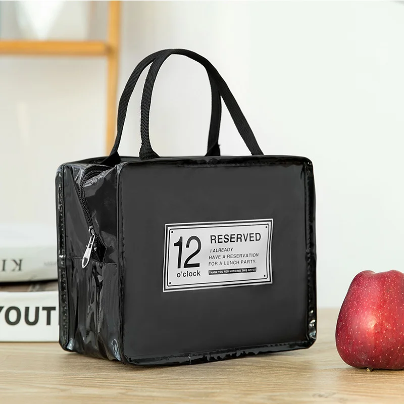 Large Black Size Ланч-мешок водонепроницаемый и термоизоляционный пакет ланч-боксы пакет мешок льда ручные студенческие коробки для обеда - Цвет: Large Black Size