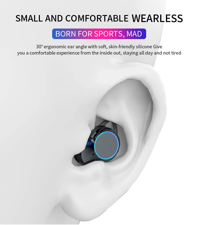 Светодиодный bluetooth-наушник с дисплеем питания высшего класса, настоящая беспроводная водонепроницаемая гарнитура, сенсорные наушники с регулировкой громкости, чехол для большой зарядки