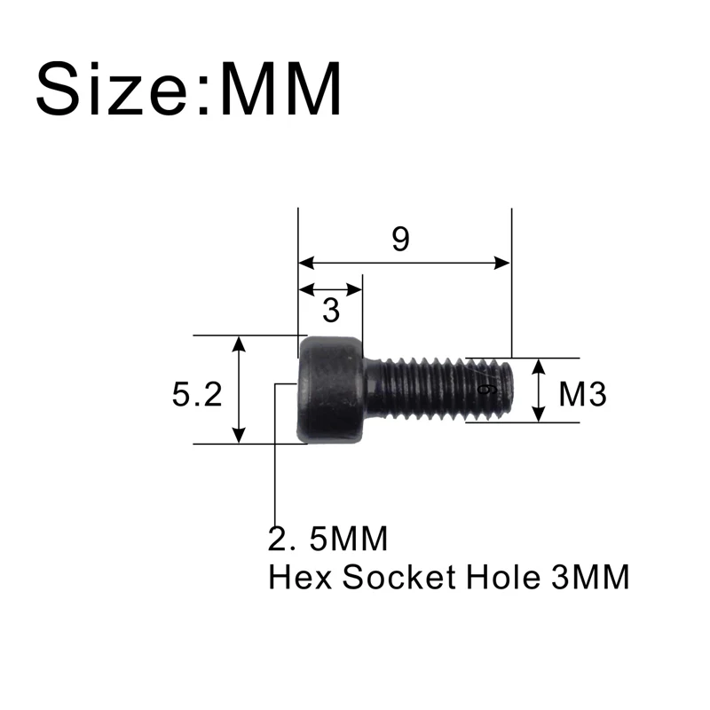 Черные запертые шнурковые сиденья Tremolo шестигранные винты для электрогитары-M3*9