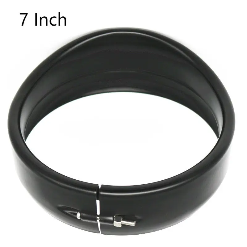 

7Inch Motorcycle Visor Style Trim Ring, Black/Chrome Headlight Trim Ring Cover Bezel for Road King Electra Glide