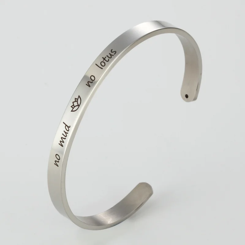 Браслет манжета LOTUS Yoga Mantra из нержавеющей стали с гравировкой|mantra bangle|bangles for meninitial