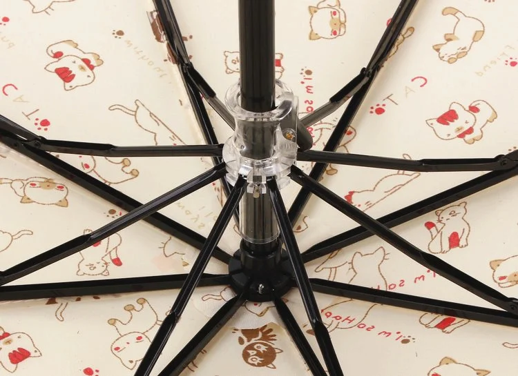 Мультяшный белый дождевой Зонт кошачий Паттен три складной Зонтик для женщин