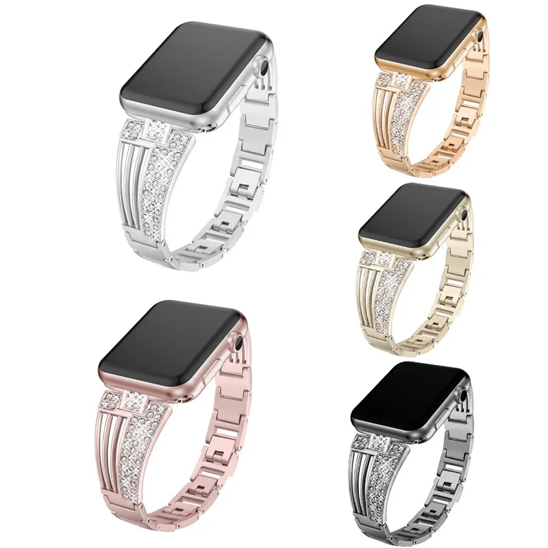 Женский бриллиантовый ремешок для часов Apple Watch 38 мм 42 мм 40 мм 44 мм ремешок для iWatch серии 5 4 3 2 1 браслет из нержавеющей стали