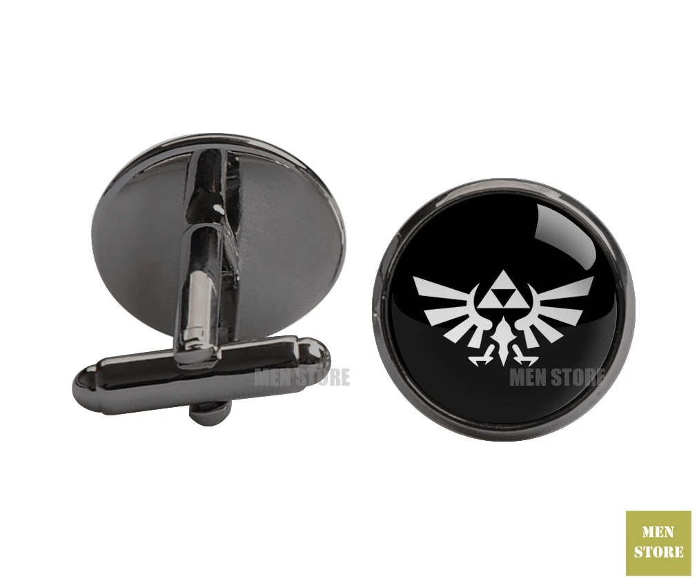 Cufflink-black Zelda Force Symbol Мужской Жаккардовый тонкий узкий галстук 2," 6 см галстук свадебный галстук для жениха запонки LK061M - Цвет: Cufflink-black