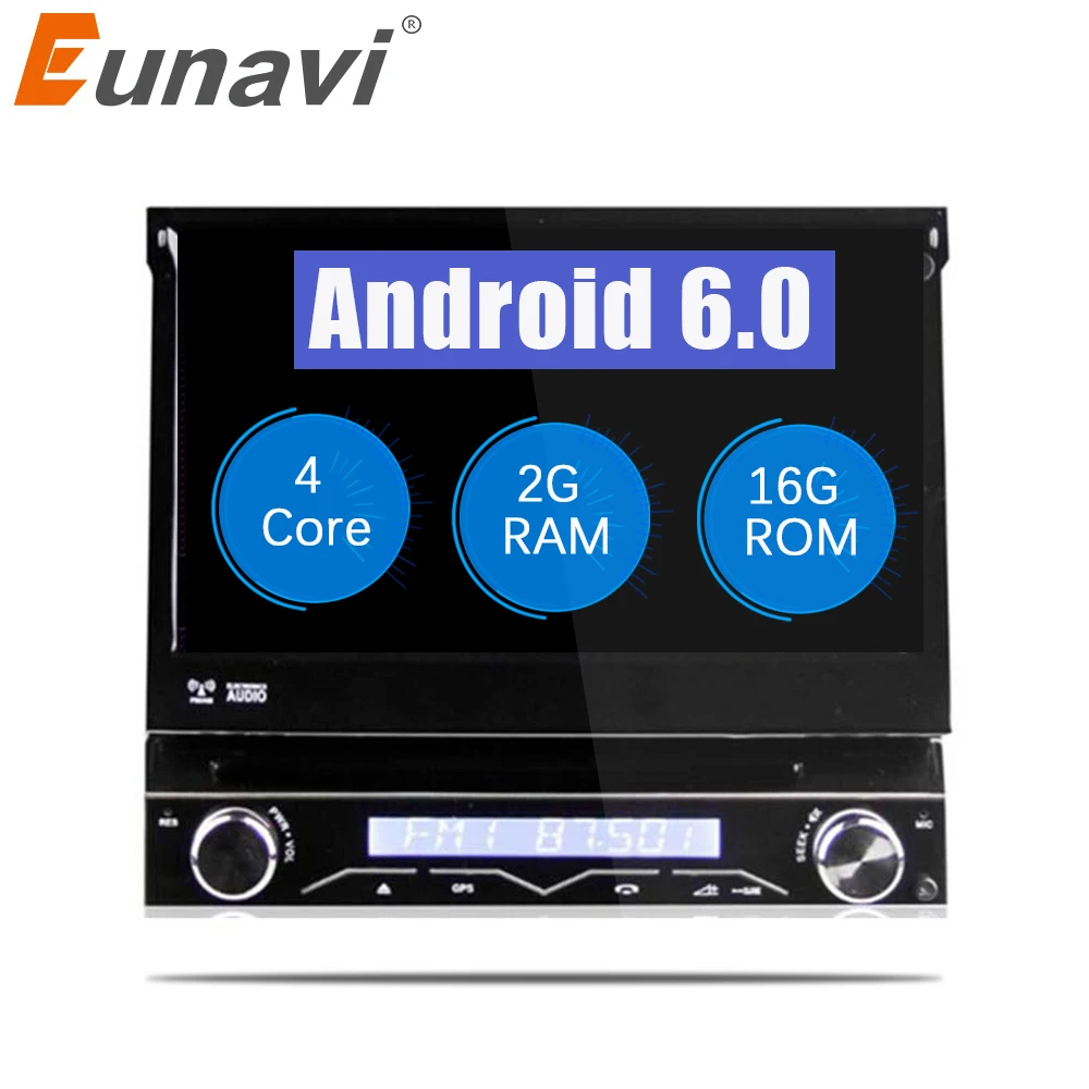 Eunavi Универсальный 7 &quot1 Din 2G ram Android 6 0 четырехъядерный Автомобильный DVD Радио