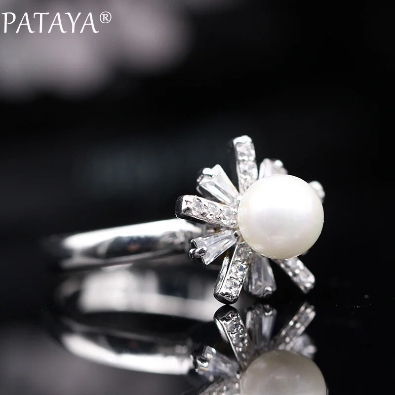 PATAYA, новинка, женские кольца, 585, розовое золото, натуральный циркон, креативные вращающиеся кольца, жемчужины, разложенные, модные ювелирные изделия
