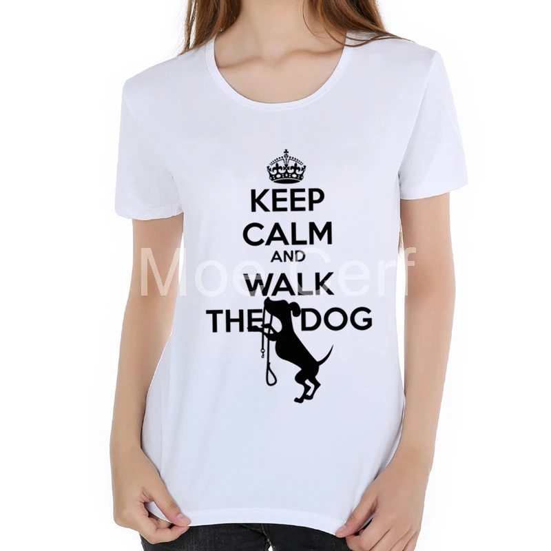 Новая модная футболка для женщин с надписью keep calm and гулять собакой буквенным