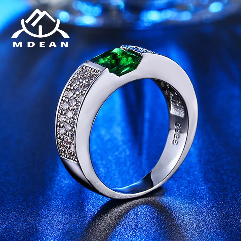 MDEAN кольца для женщин зеленый белый золотой цвет женские кольца AAA циркон ювелирные изделия Свадебные модные размеры 5 6 7 8 9 10MSR210