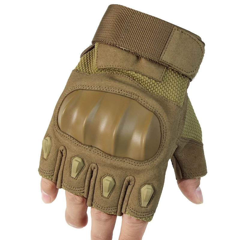 Half Finger Brown Тактические перчатки для сенсорного экрана армейские военные боевые страйкбольные жесткие перчатки на полпальца/полный палец перчатки для пейнтбола - Цвет: Half Finger Brown