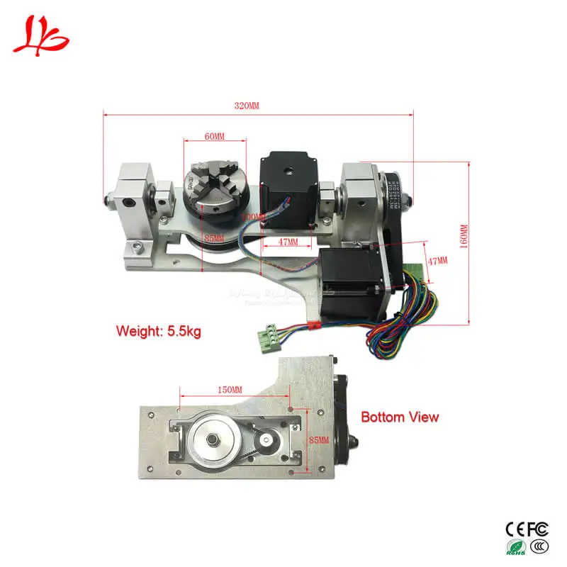 3D CNC 5 осевая связь вращающаяся ось с столом 4 патрон для рельефной циркулярной гравировки|Запчасти
