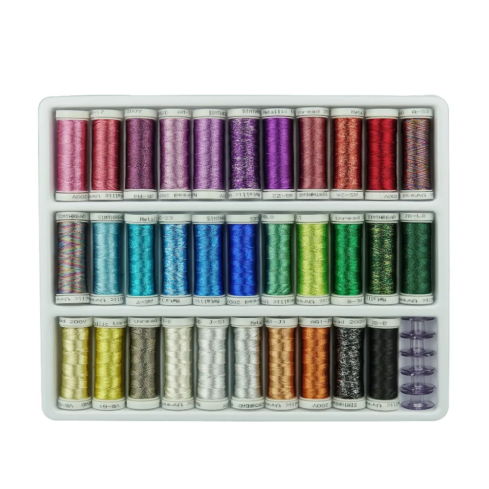 Набор ниток для вышивки SIMTHREAD 200 ярдов Brother Babylock Janome Singer EMB|metallic embroidery thread|embroidery