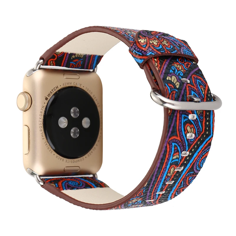 For Apple Watch 4 Bracelet National Styles Paited Leather Band Series 1 2 3 38-42mm Strap Watchbands | Наручные часы