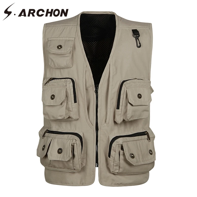 S.ARCHON весенний Тактический сетчатый жилет без рукавов для мужчин военный
