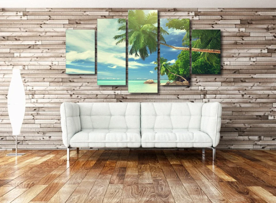 canvas art Printed Beach palm beach clouds Painting Canvas Print room decor print poster picture no frame | Дом и сад