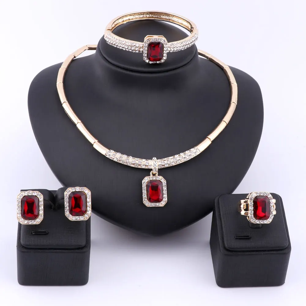 Набор женских ювелирных украшений с кристаллами вечерние ювелирные украшения