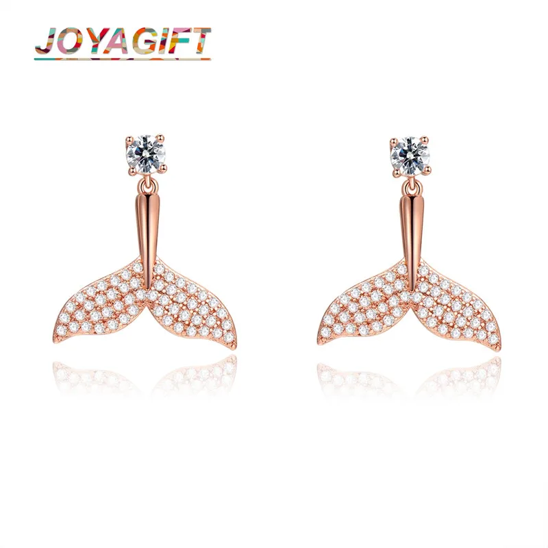 

JOYA New Fashion Sterling Silver Micro-inlaid Zircon Dolphin Tail Earrings for Women Beautiful Style Beautiful Mermaid Earrings