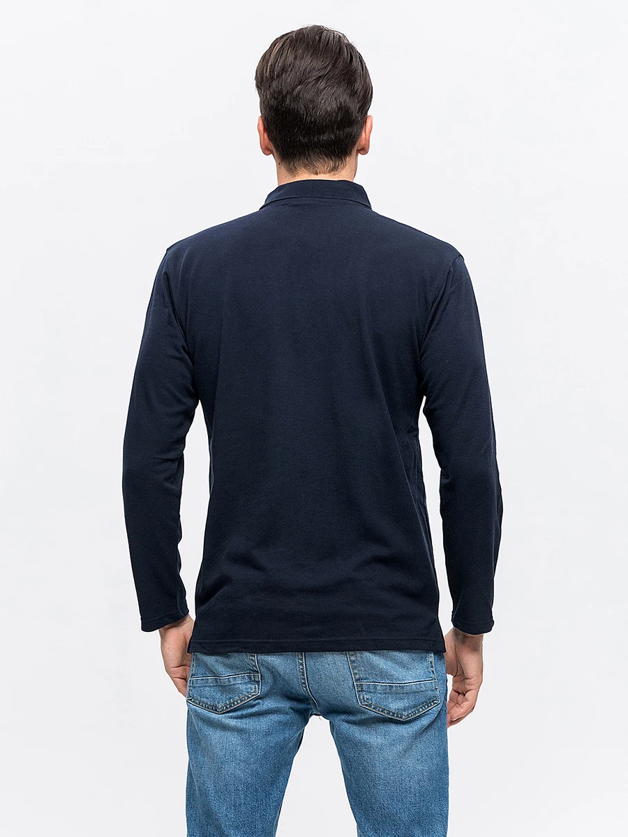 M-3XL Новая мода Для мужчин рубашки поло сплошной Цвет Slim Fit Polo с длинным рукавом