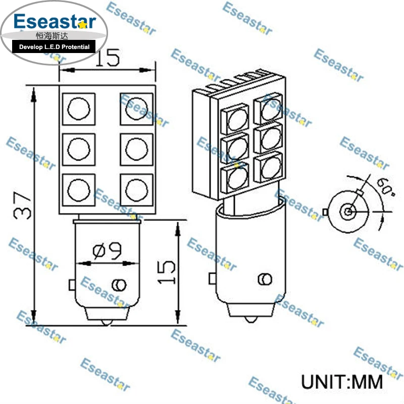 2 шт./лот eseastar Бесплатная доставка 6 LED SMD5050 T4W led canbus BA9S авто свет автомобильный