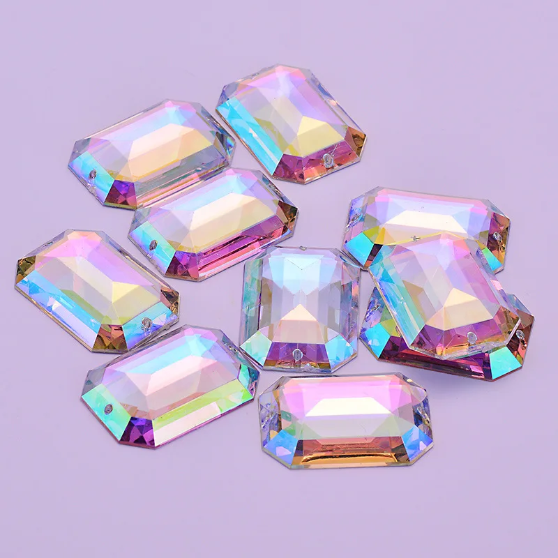 Crystal AB JUNAO 30x40 мм большие прозрачные кристаллы из горного хрусталя аппликация шитье акриловые драгоценные камни плоская задняя - Цвет: Crystal AB