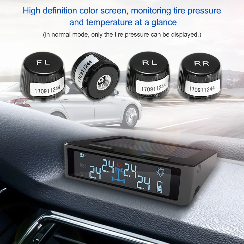 Автомобильный TPMS система контроля давления в шинах зарядка от солнечной энергии