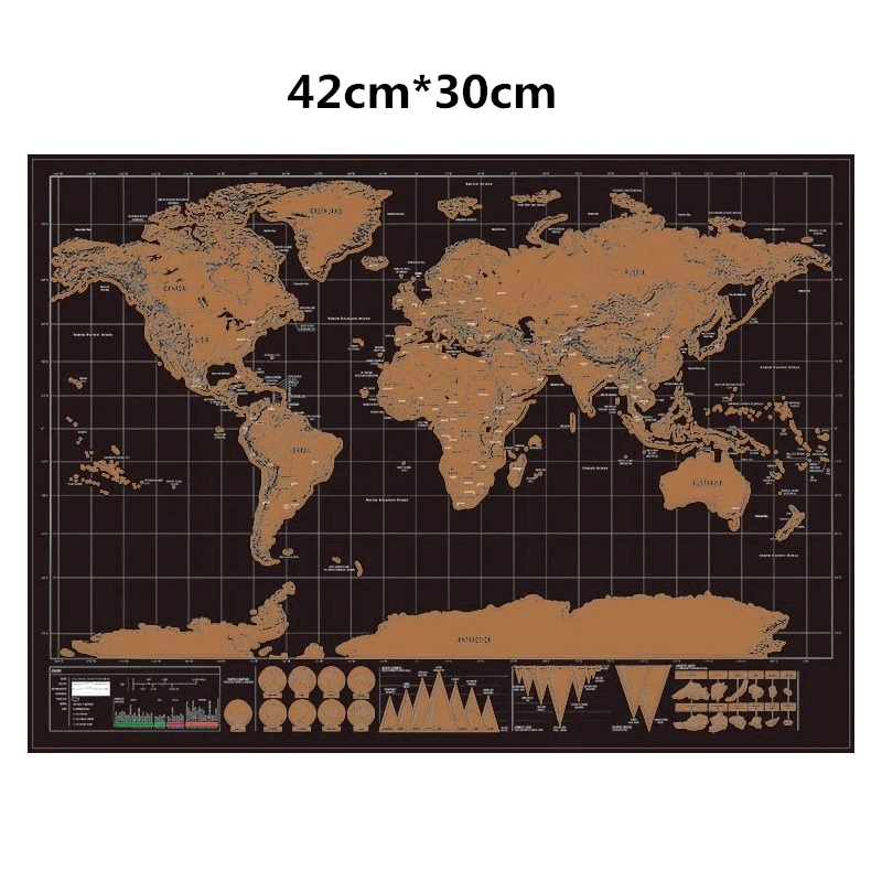 Deluxe Erase карта мира, карта для путешествий, царапины, карта для путешествий, 42x30 см, украшение для дома, офиса, наклейки на стену, маленькая карта мира