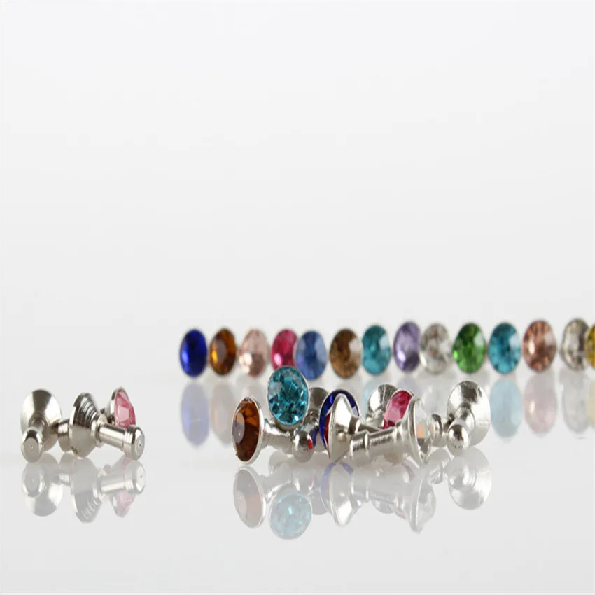 Мм 10 шт. 3 5 мм Кристалл Rhinestone Diamond телефон Anti Dust Разъем для iphone 6 7 8 samsung разъем