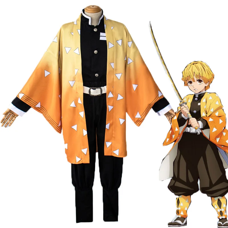 Zhomecos аниме Demon Slayer Kimetsu No Yaiba Косплей Костюм Kamado Nezuko Agatsuma Zenitsu Tomioka Giyuu Кимоно