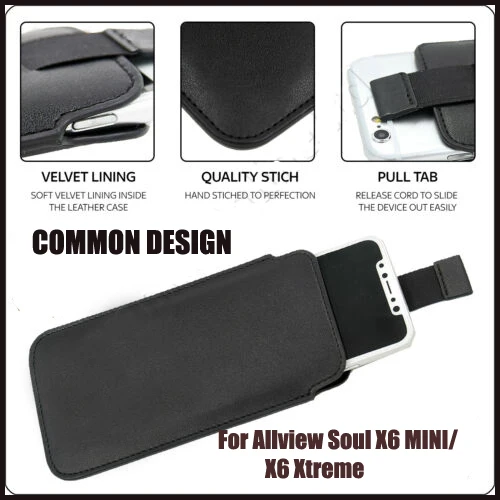 

Casteel PU Leather Case For Allview Soul x6 mini x6 xtreme Pull Tab Sleeve Pouch Bag Case Cover