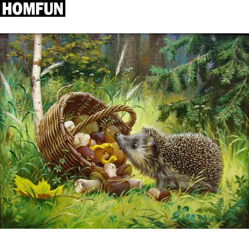 Алмазная живопись HOMFUN Ежик картина из квадратных/круглых страз 5D сделай сам 3D