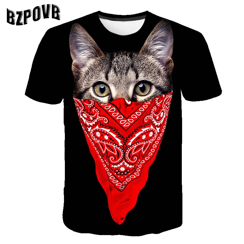 2019 новейшие мужские футболки galaxy space printed creative cat Мужская 3D футболка's