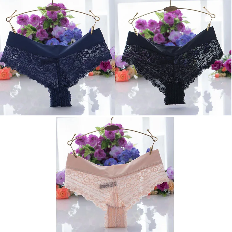 blue black skin TEXIWAS, 3 шт./лот, сексуальные женские кружевные трусики-стринги, хлопковые Crtoch трусы, нижнее белье, женские прозрачные дышащие стринги, нижнее белье - Цвет: blue black skin