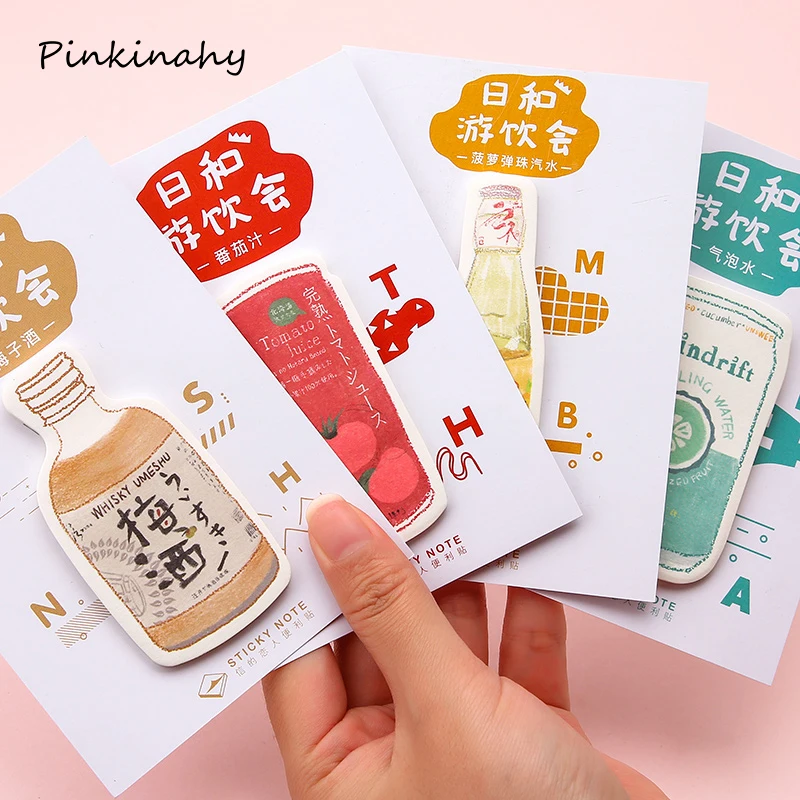 Kawaii Drinks Series Carbonated Plum wine Memo Pad Sticky Notes Bookmark Point It Sticker Paper office School Supplies BQ003 | Канцтовары