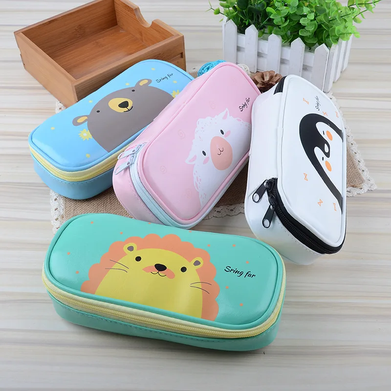 Милый мультфильм Карандаш Чехол ручка в форме пингвина сумка Kawaii канцелярские принадлежности карандаш держатель из искусственной кожи Карандаш сумка, школьные принадлежности Подарочная коробка ручка чехол