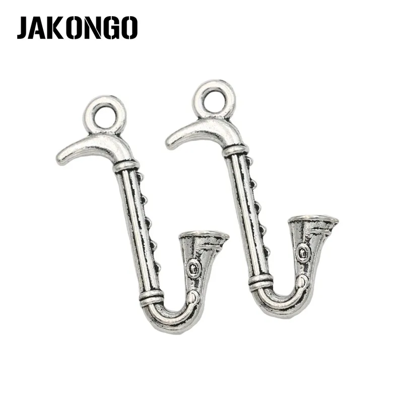 JAKONGO античный посеребренный саксофон музыкальный Шарм кулон для изготовления