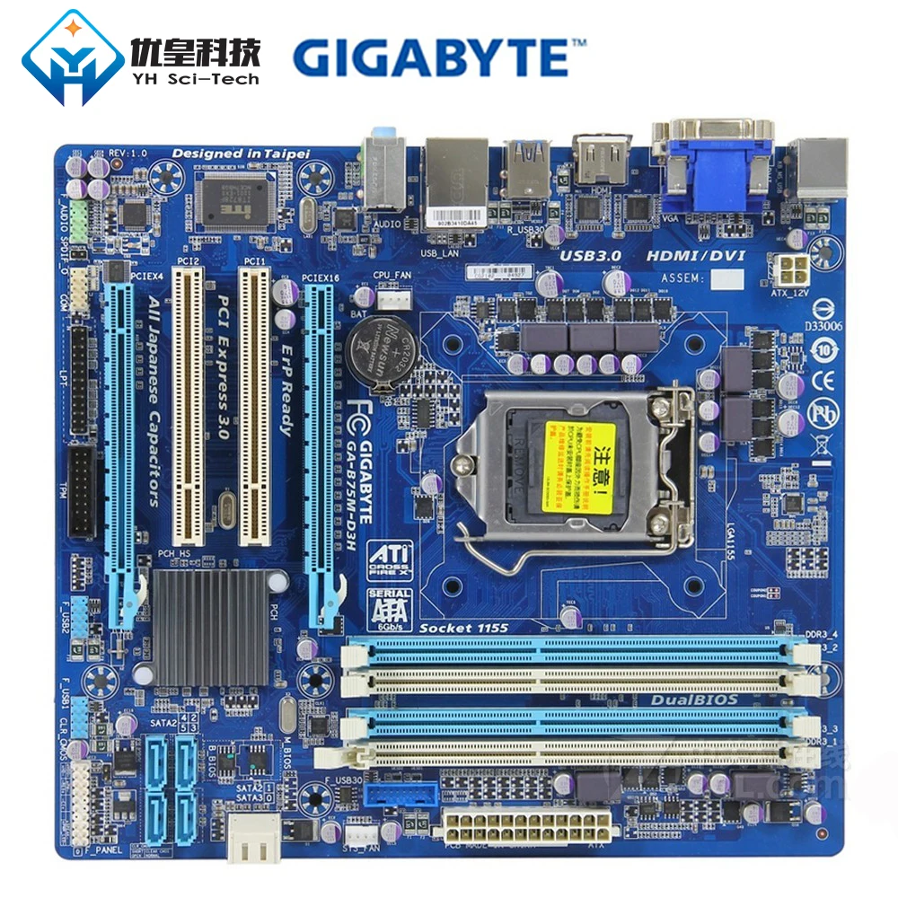 Оригинальная Материнская плата Gigabyte для настольного ПК с процессором Intel B75 LGA 1155