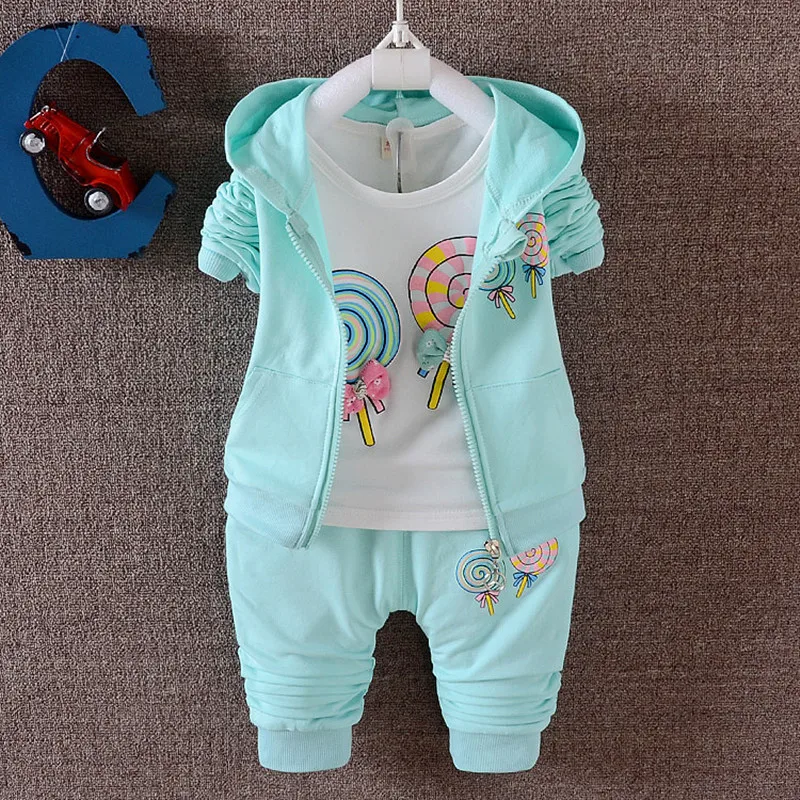 Коллекция 2017 года Осенняя детская куртка с капюшоном + футболка принтом леденца и