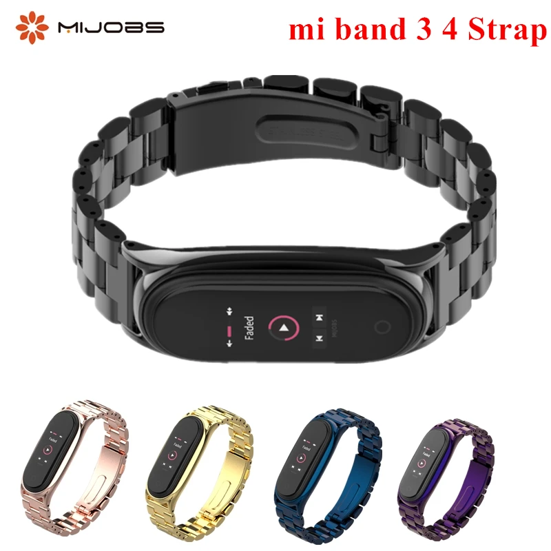 Металлический браслет из нержавеющей стали для Xiaomi Mi Band 4 3 совместимый