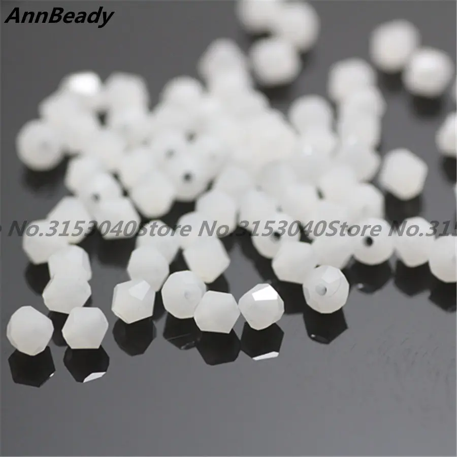 Solid White 100 шт покрытые красной медью 4 мм двухконусные хрустальные бусины стеклянные бусины россыпью разделительные бусины Сделай Сам ювелирные изделия Австрийские хрустальные бусины - Цвет: Solid White