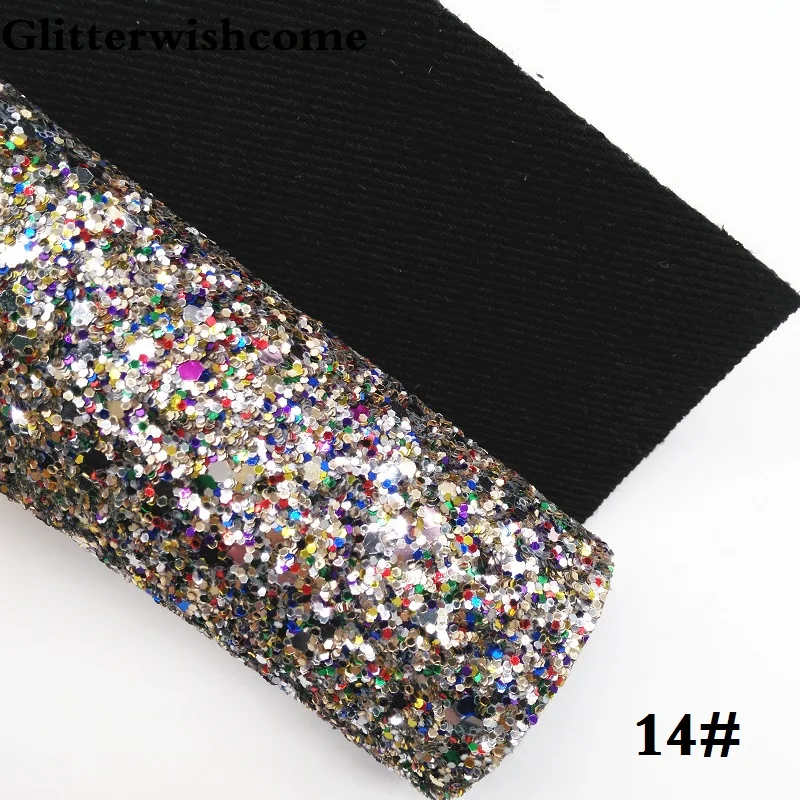 14 Glitterwishcome 21X29 см A4 размер винил для бантов, сверкающий толстый блеск кожа ткань винил для бантов, GM098A - Цвет: 14