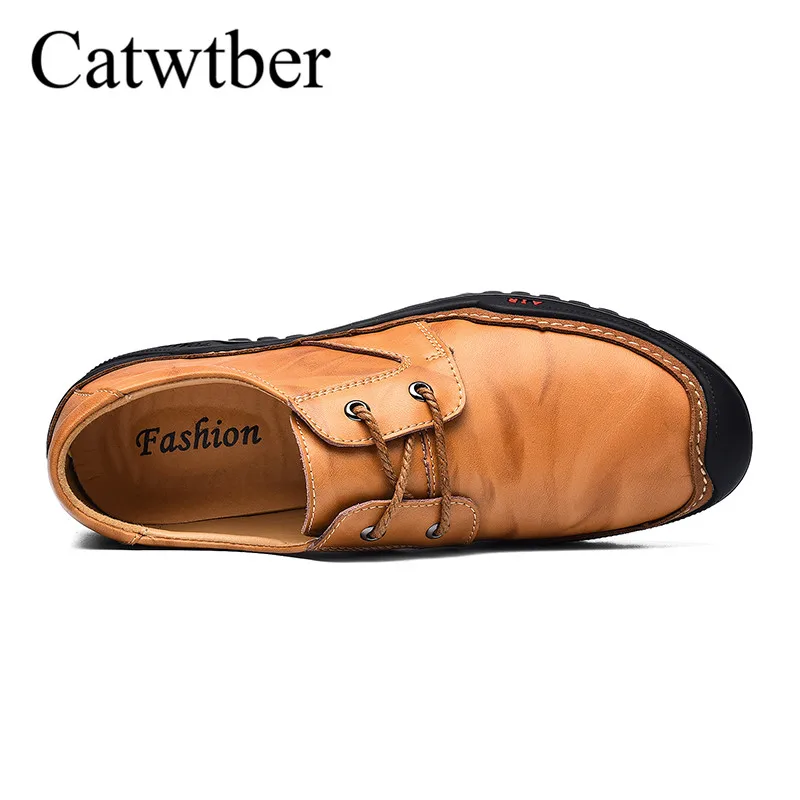 Catwtber Spring Autumn Quality Handmade Leather Casual Sneakers Men Shoes Male Walking Moccasins Comfortable Non Slip Footwear | Обувь