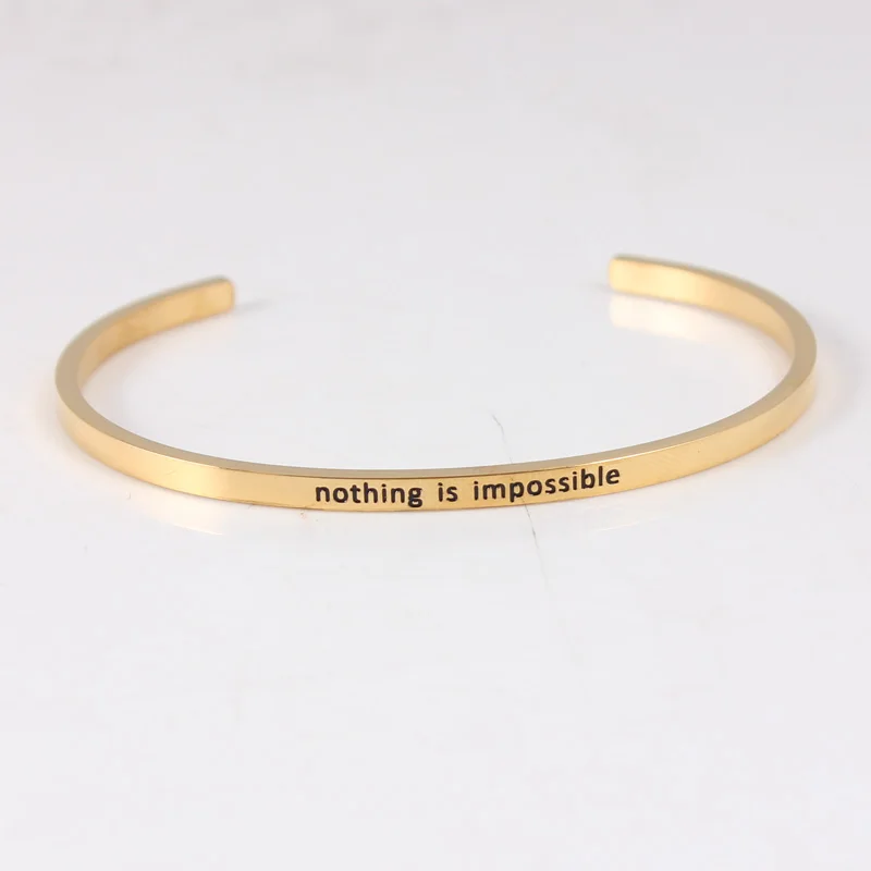 

316l Stainless Steel Bracelet Engraved Positive Inspirational Quote Cuff Mantra Bracelet Charm Bangle
