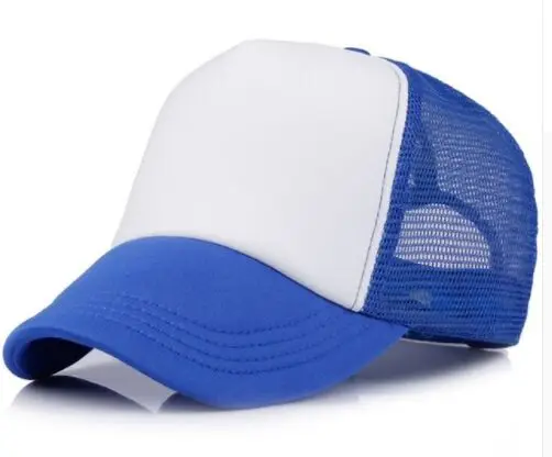 Blue and white 5 шт./партия, летние мужские повседневные сетчатые бейсболки для взрослых, с принтом «сделай сам», индивидуальный дизайн логотипа, бейсболки, кепки, кепки, пляжные бейсболки - Цвет: Blue and white