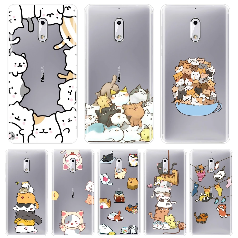 Чехол для телефона силиконовый Nokia 7 Plus X6 Kawaii Cat Japan Cute Cartoon Funny Girl мягкий