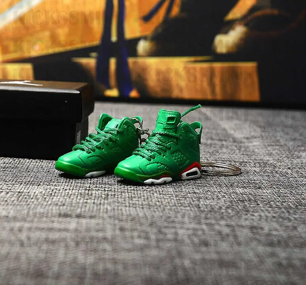 sk016-17 a pair Дропшиппинг Air Jordan 6 Gatorade кроссовки брелки 1/6 масштаб 3D мини-кроссовки JORDAN Брелок Кукла аксессуар - Цвет: sk016-17 a pair